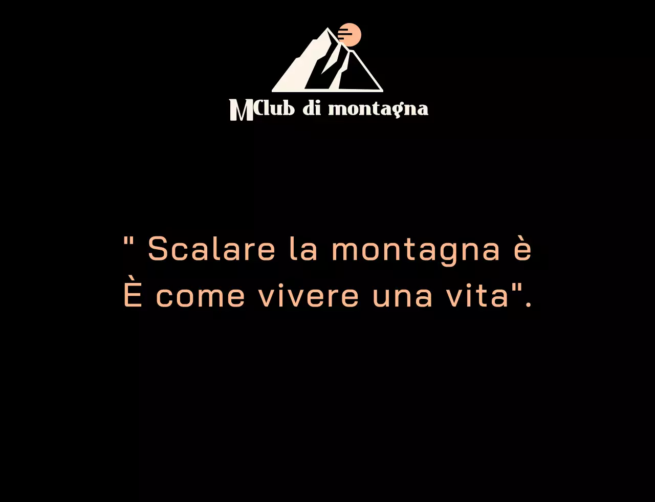 Club di montagna con illustrazioni di montagne in nero e arancione