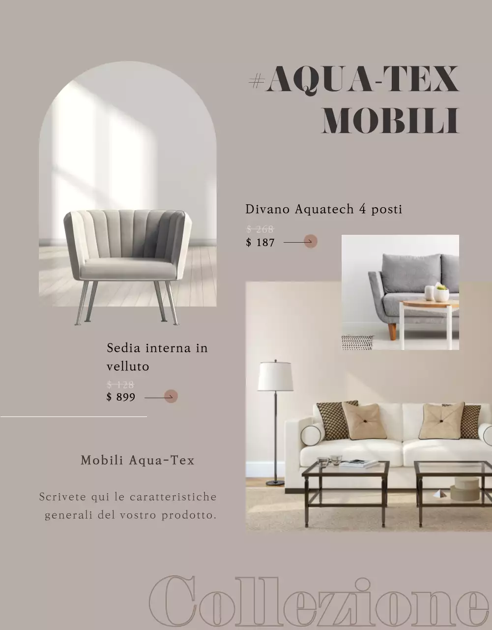 Arredamento moderno nei toni caldi del marrone dettagli dell'evento