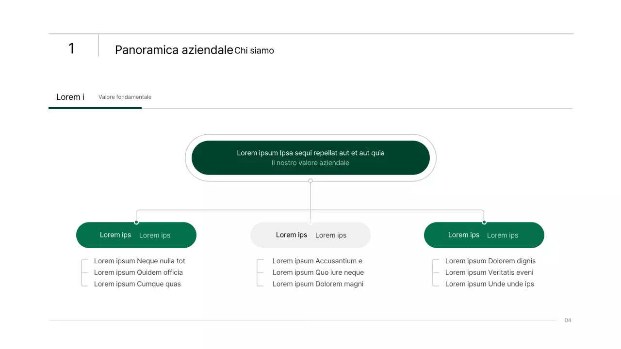Semplice presentazione infografica aziendale con gradienti blu e verdi