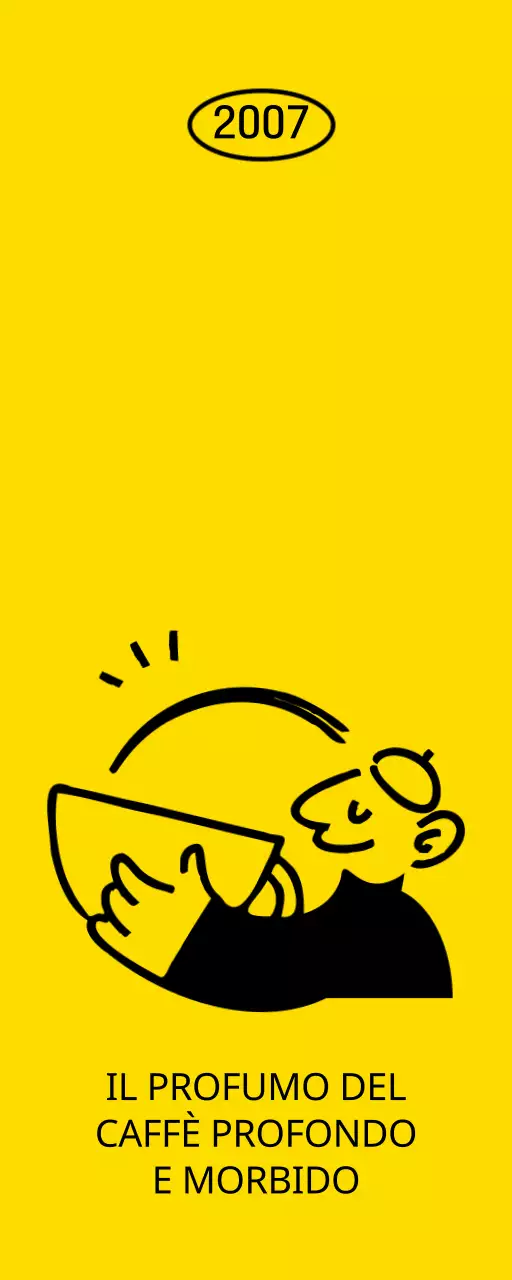 Promuovete un concept cafe alla moda con un'illustrazione gialla e nera in stile graffiti di una persona che beve un caffè.