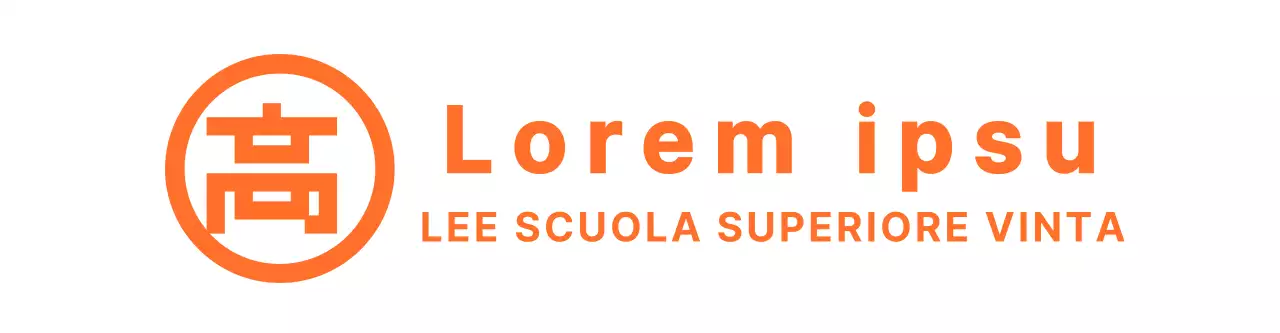 Un pezzo promozionale pulito, arancione e bianco, in stile logo emblematico della scuola superiore.