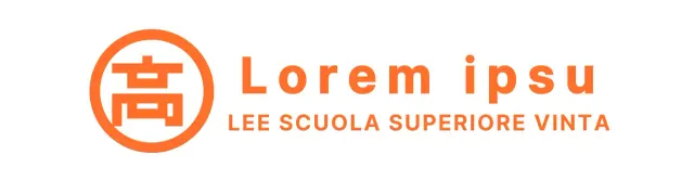 Un pezzo promozionale pulito, arancione e bianco, in stile logo emblematico della scuola superiore.