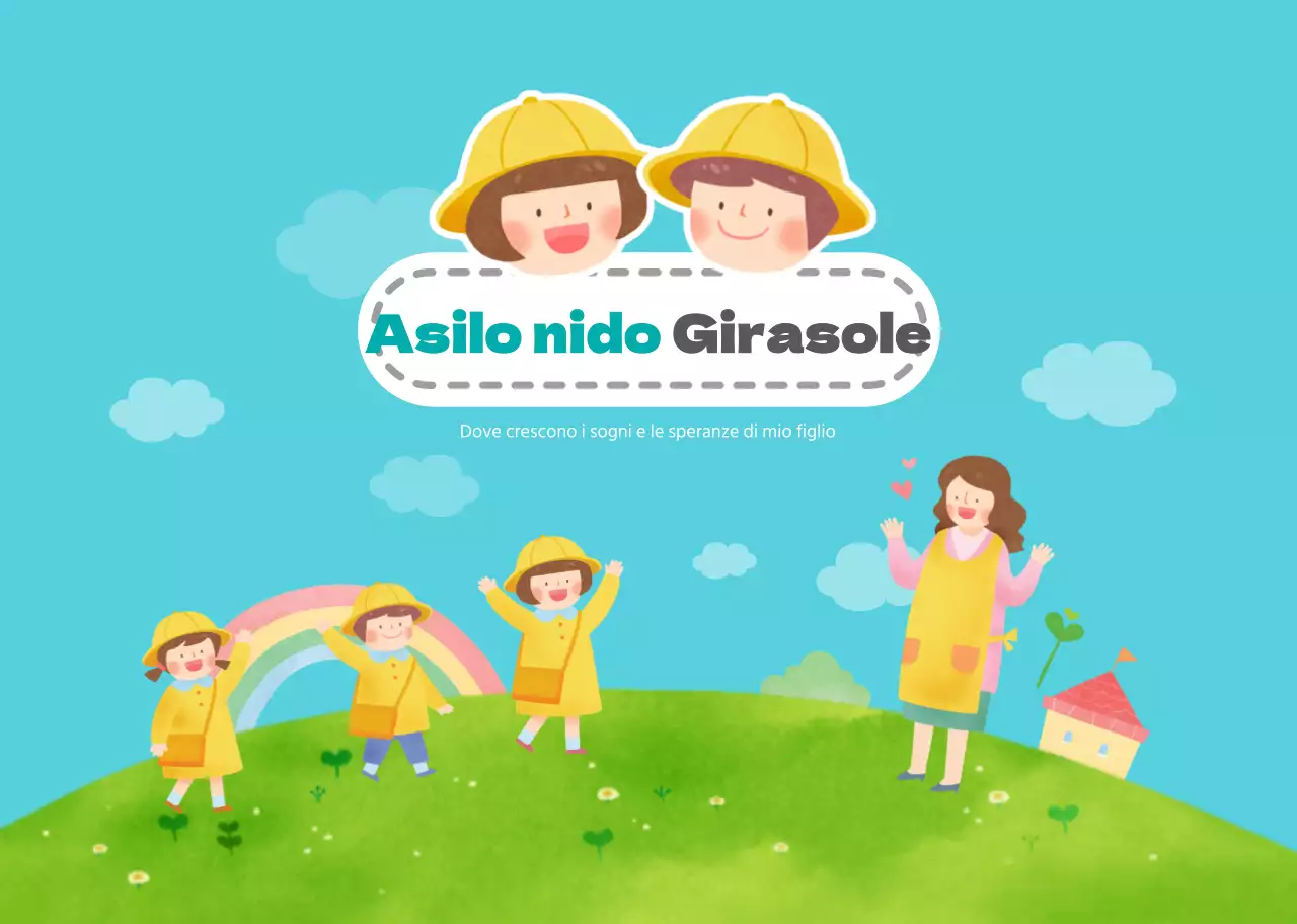 Simpatico libretto rilegato a molla per l'asilo nido color menta e multicolore