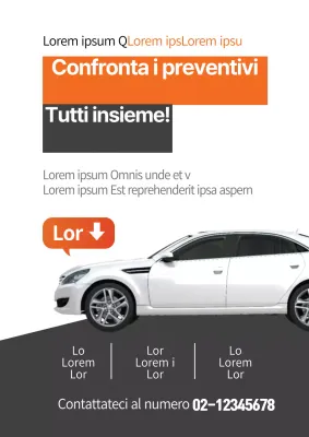 Promuovere l'assicurazione auto con la foto di un'auto arancione e grigia