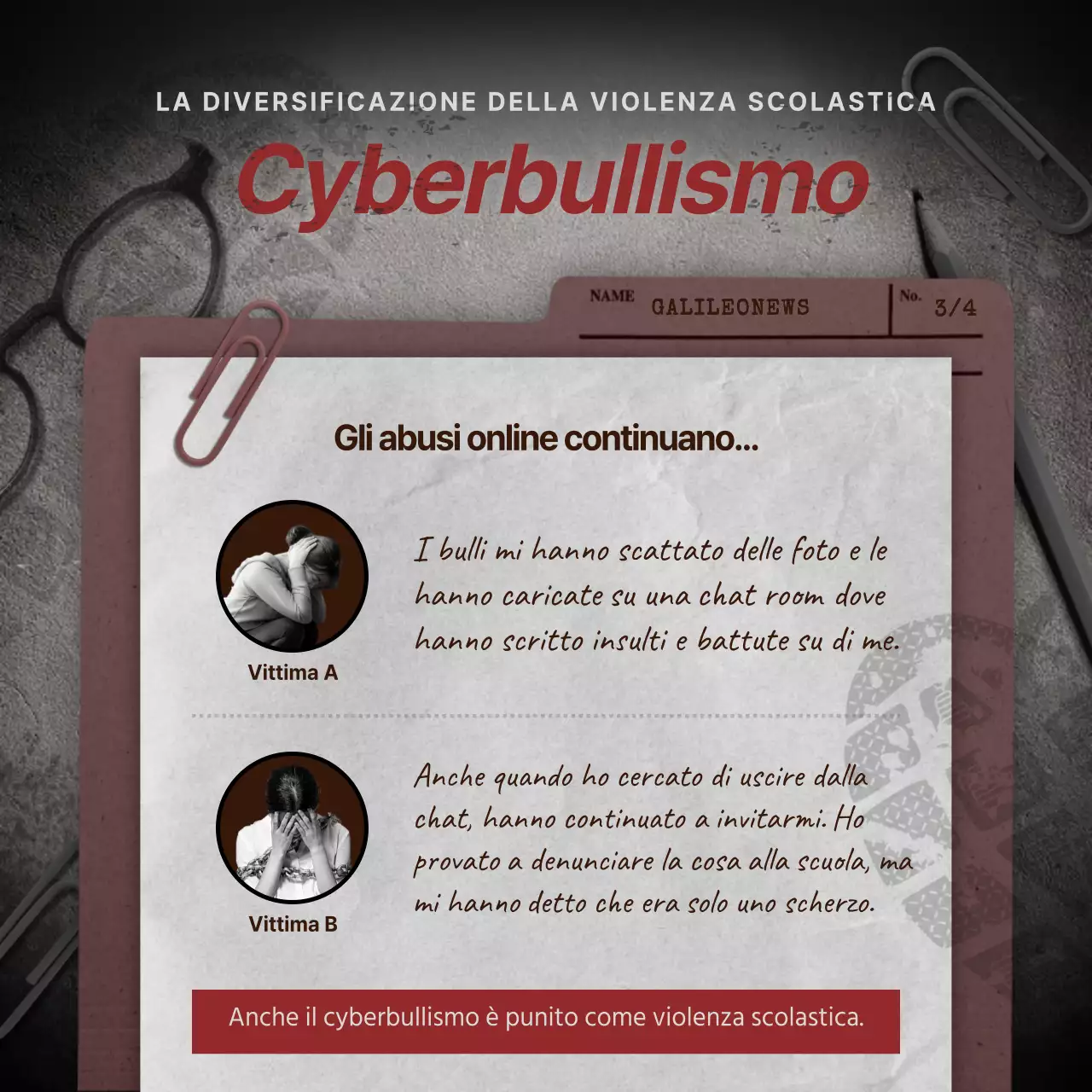 violenza scolastica in grigio e rosso