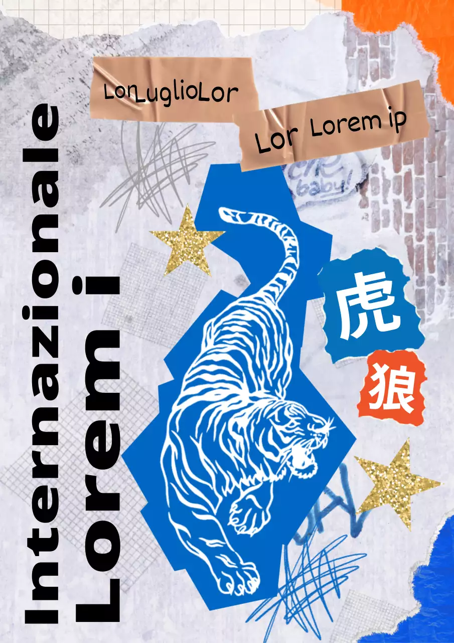 Un look blu, ispirato ai collage vintage, per la Festa della Tigre