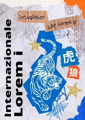 Un look blu, ispirato ai collage vintage, per la Festa della Tigre