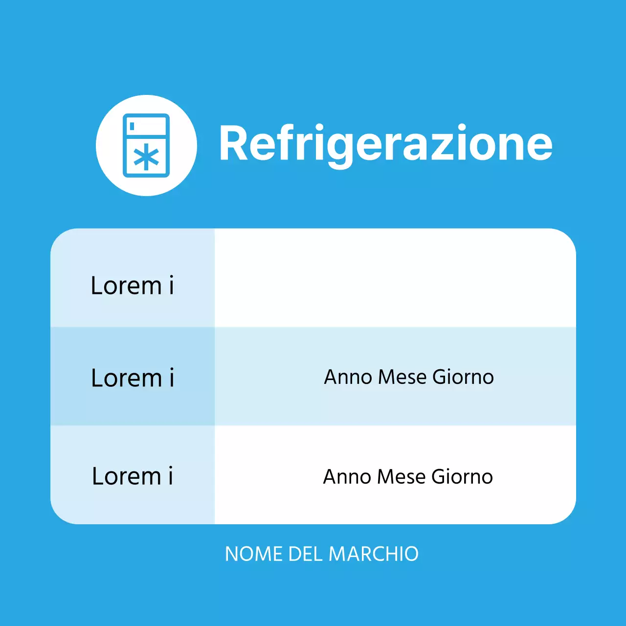 Etichette ordinate per la conservazione degli alimenti con scritte blu