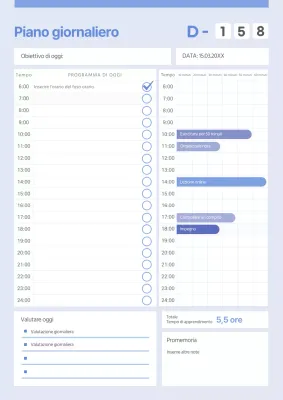 Documentazione ordinata in un'agenda blu
