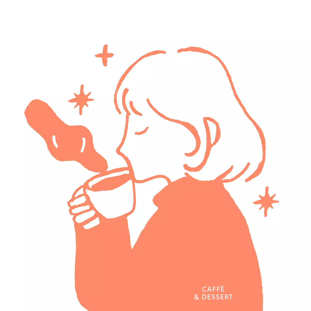 Borsa ecologica per caffè illustrato in corallo