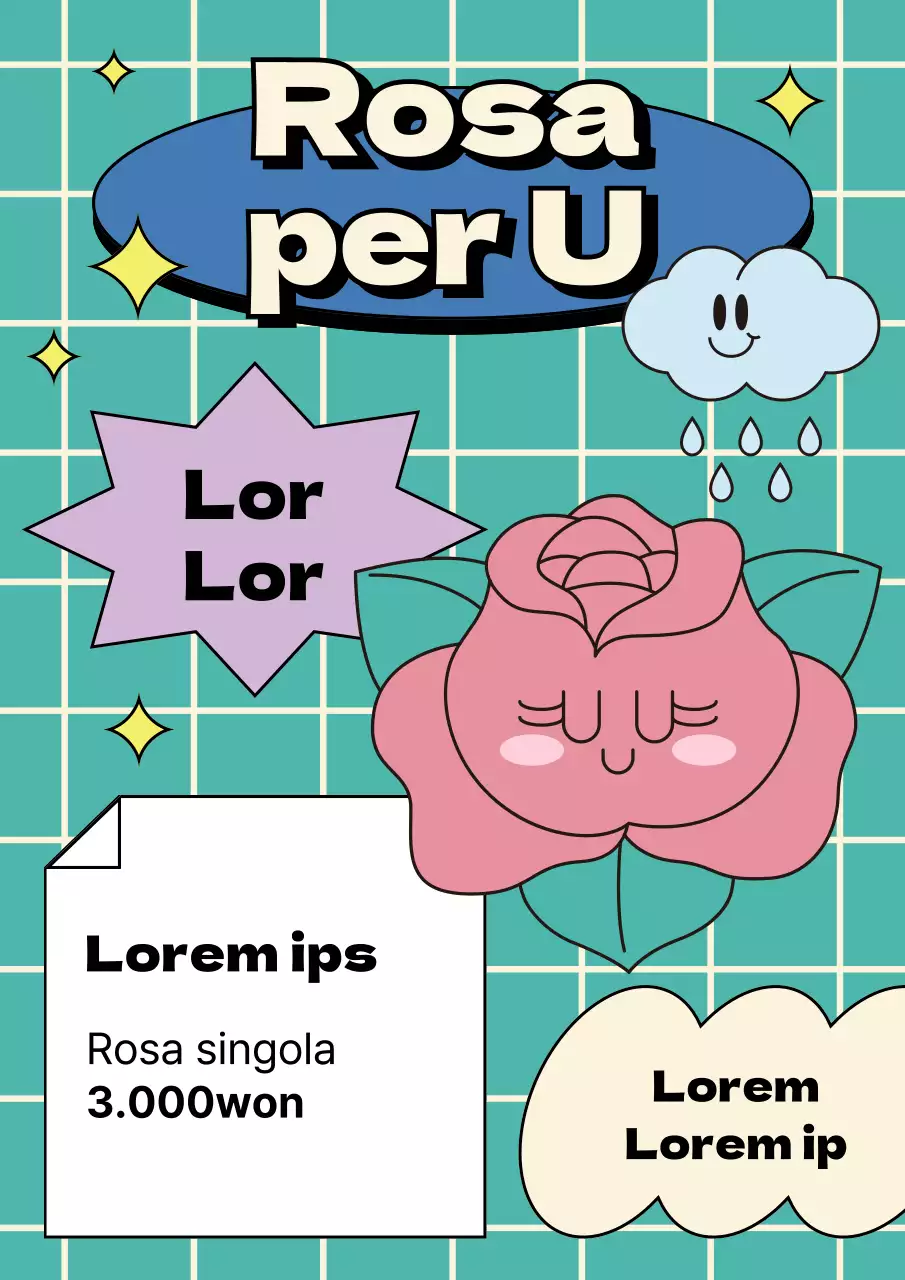 Evento di San Valentino con personaggi colorati di rose retrò