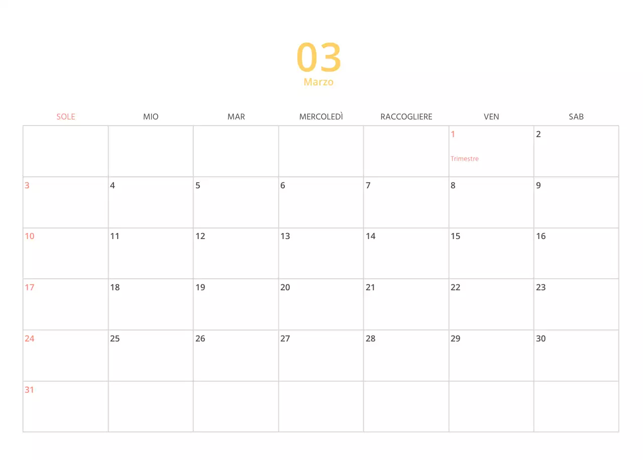 Calendario illustrato multicolore