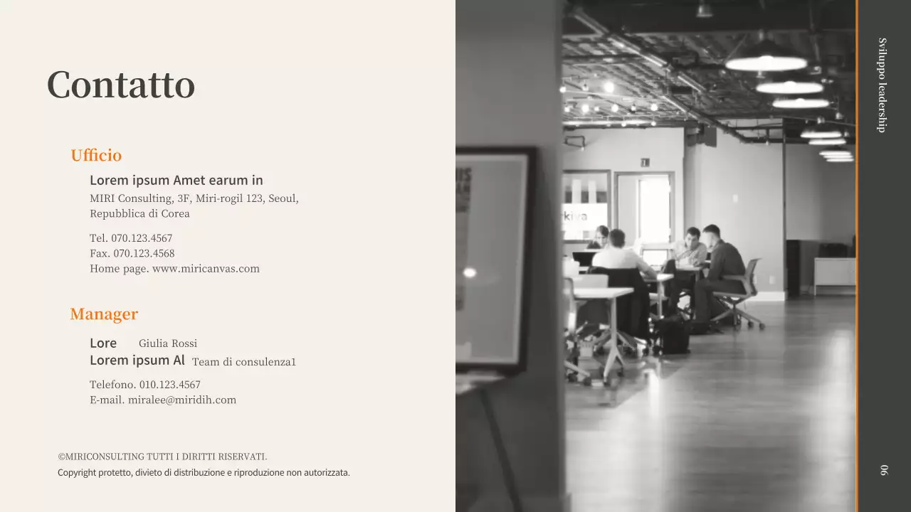 Proposta di lezione di coaching sulla leadership del promotore in grigio e arancione