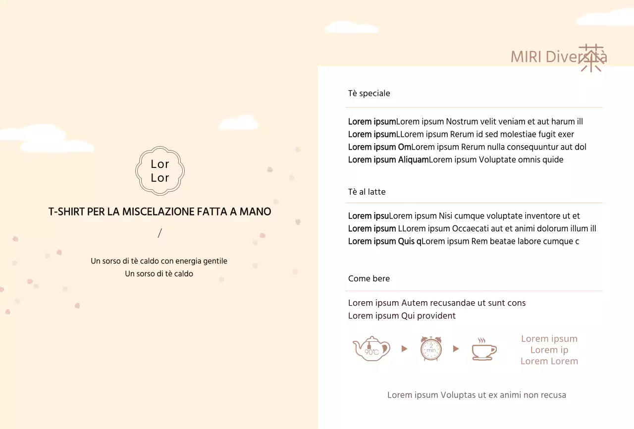 Bustine di tè fatte a mano in beige per promuovere il prodotto