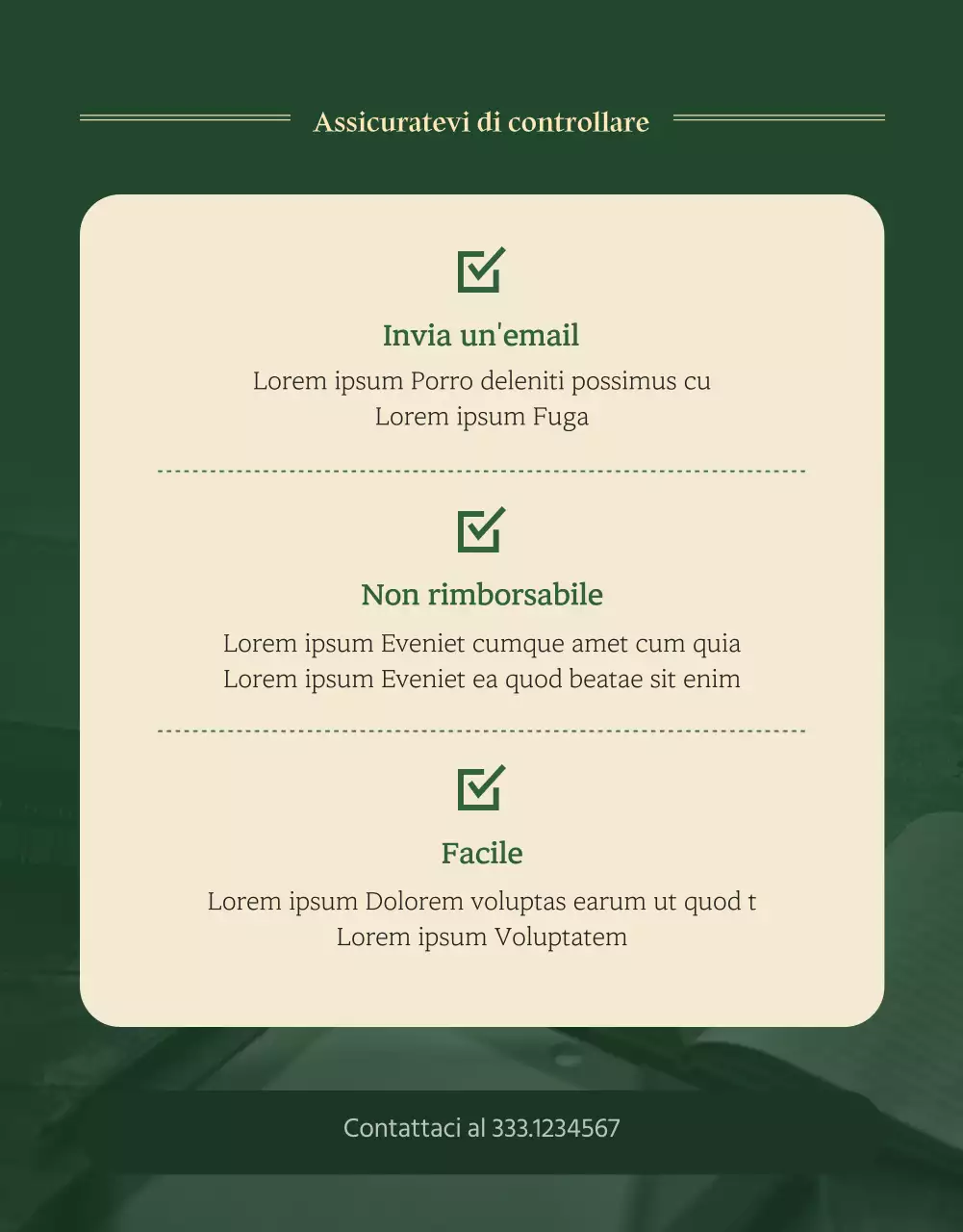 Una pagina promozionale dell'ebook pulita e verde