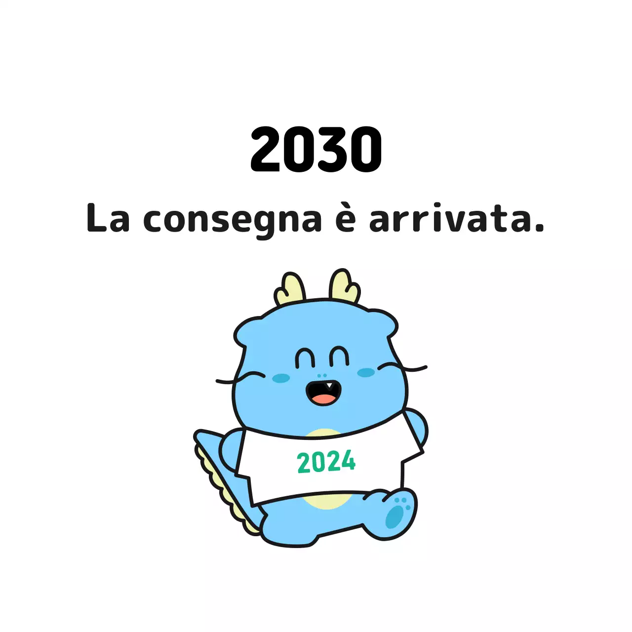 Simpatica etichetta di auguri per il nuovo anno con illustrazione bianca