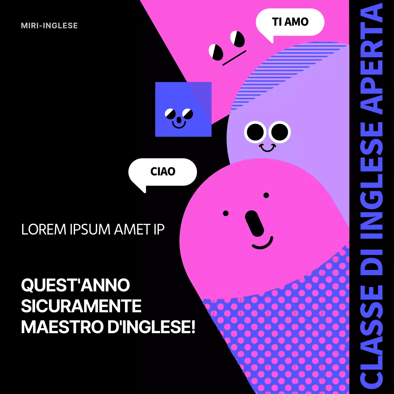 Programma di Master in inglese in nero e viola