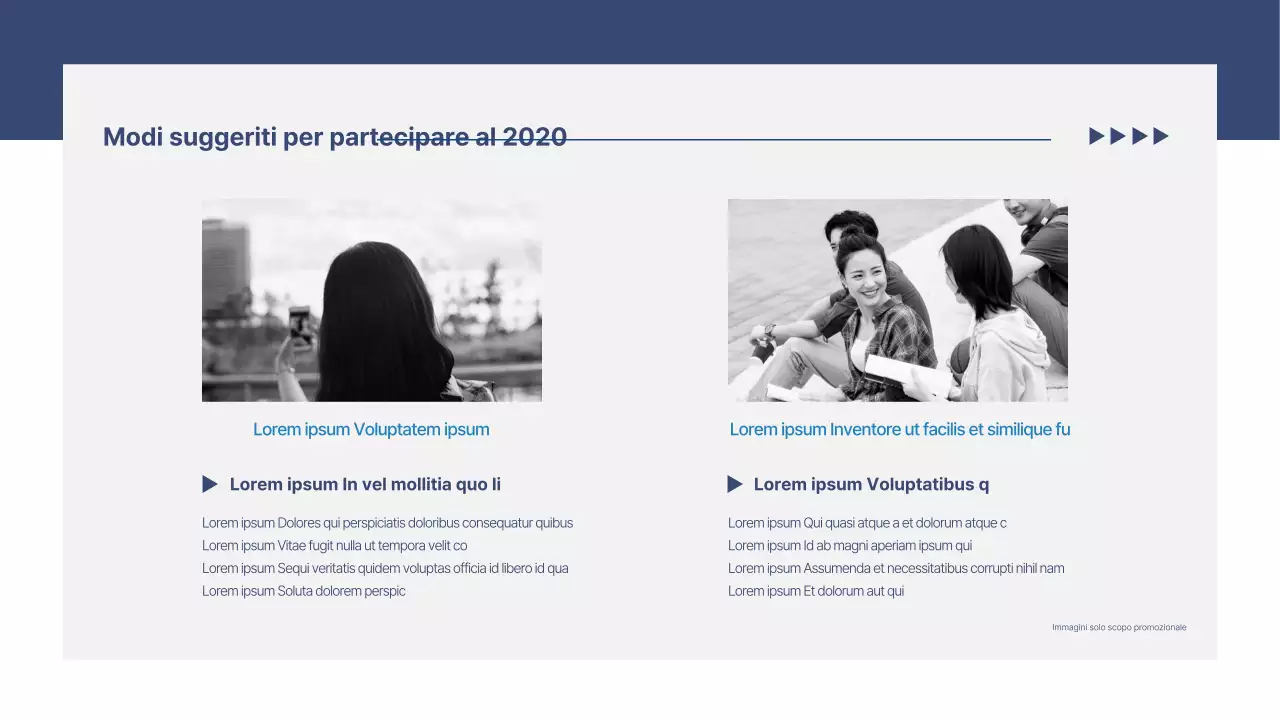 Un semplice rapporto di proposta di impegno comunitario in bianco e blu