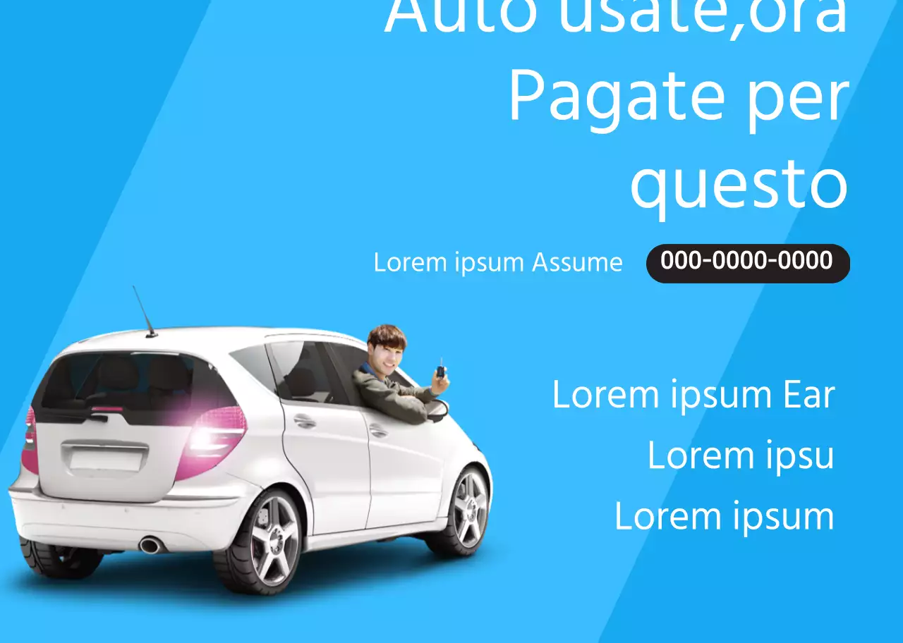 Foto blu pulita per promuovere la vendita di auto usate