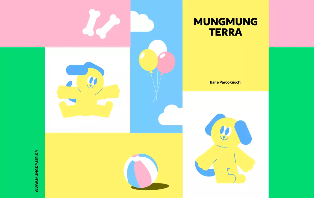 Promuovete il parco giochi del vostro cane con simpatiche illustrazioni e colori vivaci