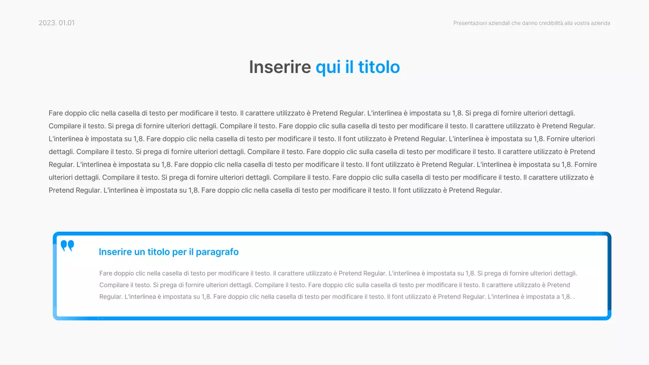 Relazione aziendale con uno stile moderno a gradiente in blu e bianco