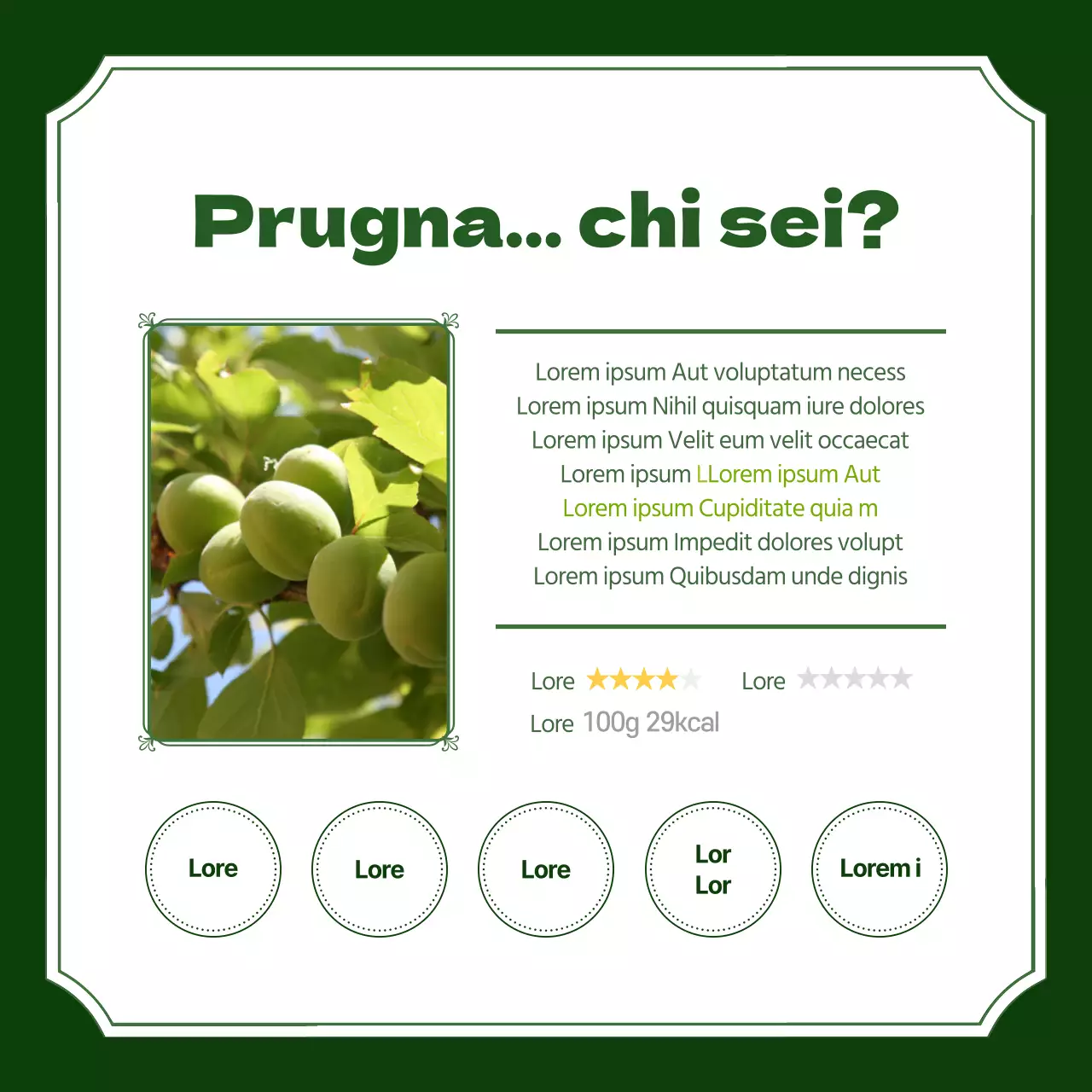 I benefici delle prugne in un ambiente verde cardnews design