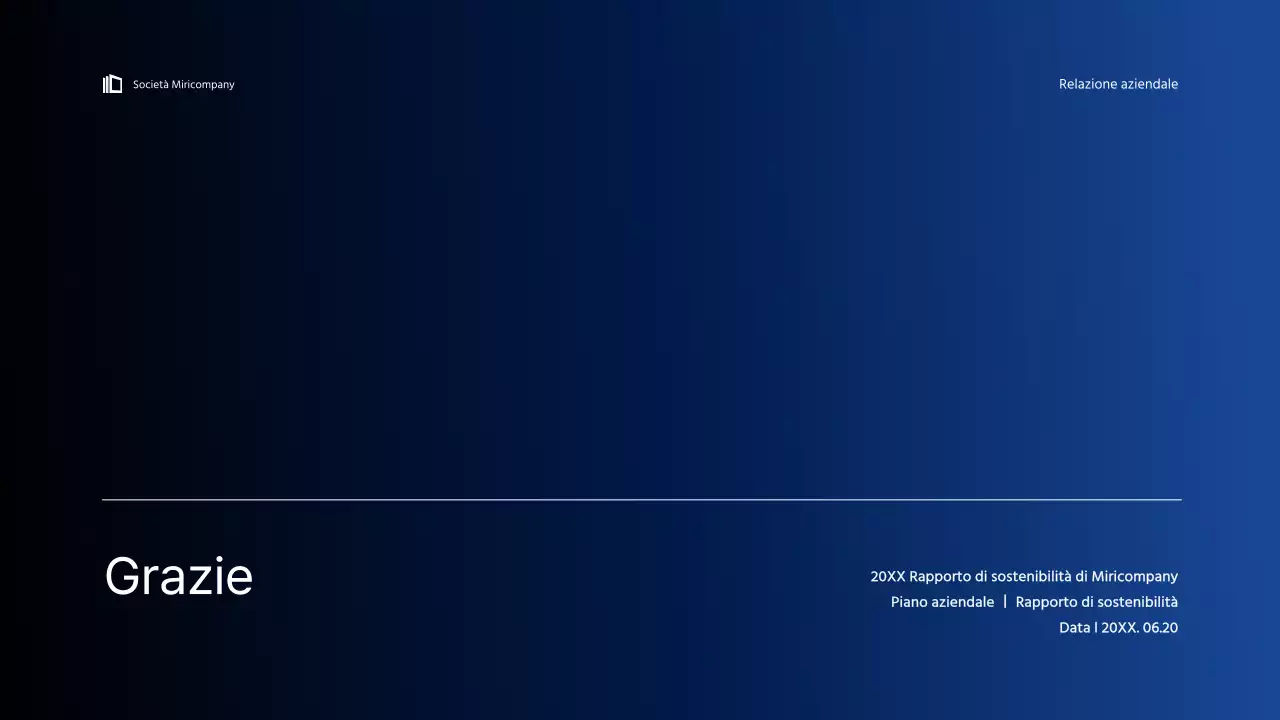 Semplice presentazione infografica aziendale con gradienti blu e verdi