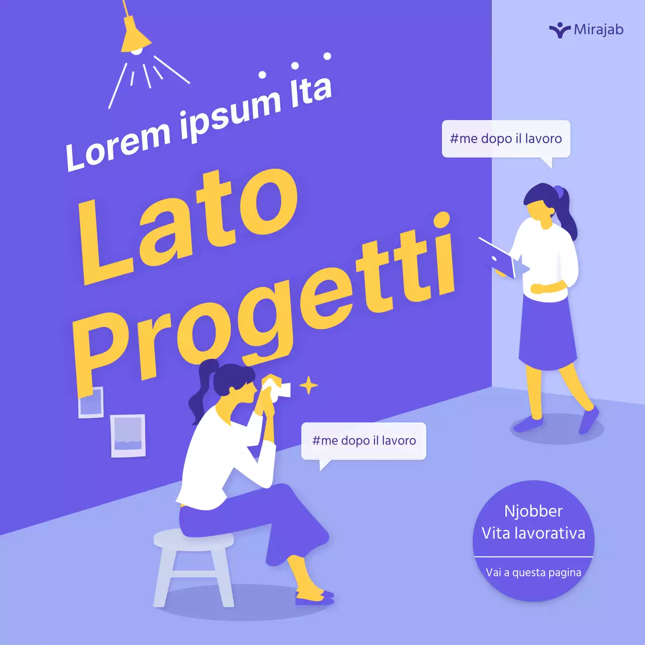 viola giallo illustrazione sviluppo personale progetto collaterale cardnews