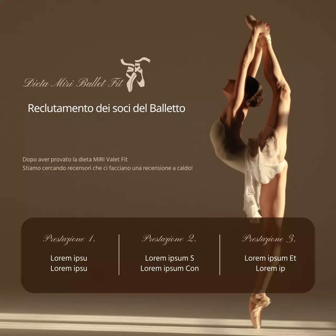 Foto di danza classica in evidenza nell'evento di prova Ballet Fit Diet marrone