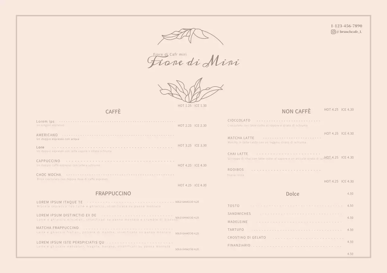 Rosa lussuosa fiore cafe cafe menu poster