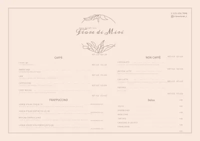 Rosa lussuosa fiore cafe cafe menu poster