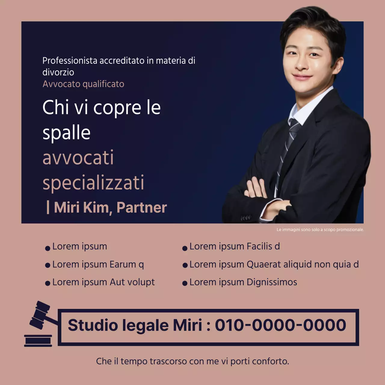 Consulenza legale semplice in blu navy e in marrone e oro