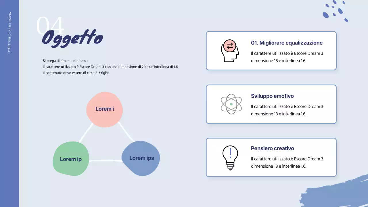 Portafoglio per istruttori di psicoterapia artistica in blu e azzurro