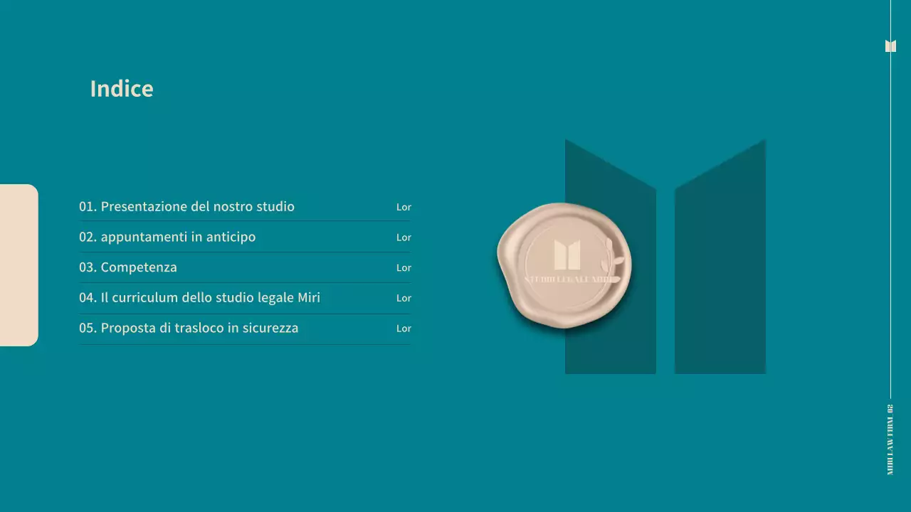 Proposta di studio legale professionale con un semplice tema turchese