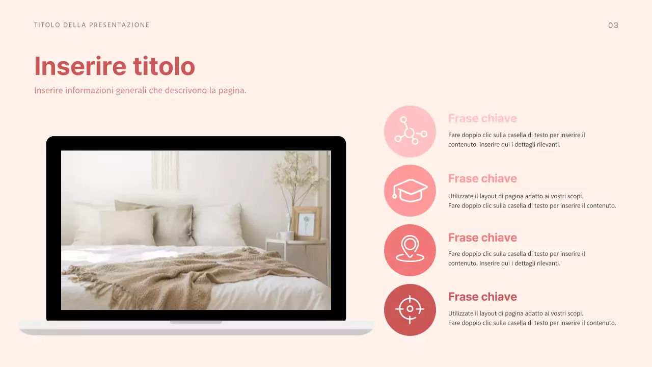 Presentare diversi layout in tonalità rosse e tranquillizzanti