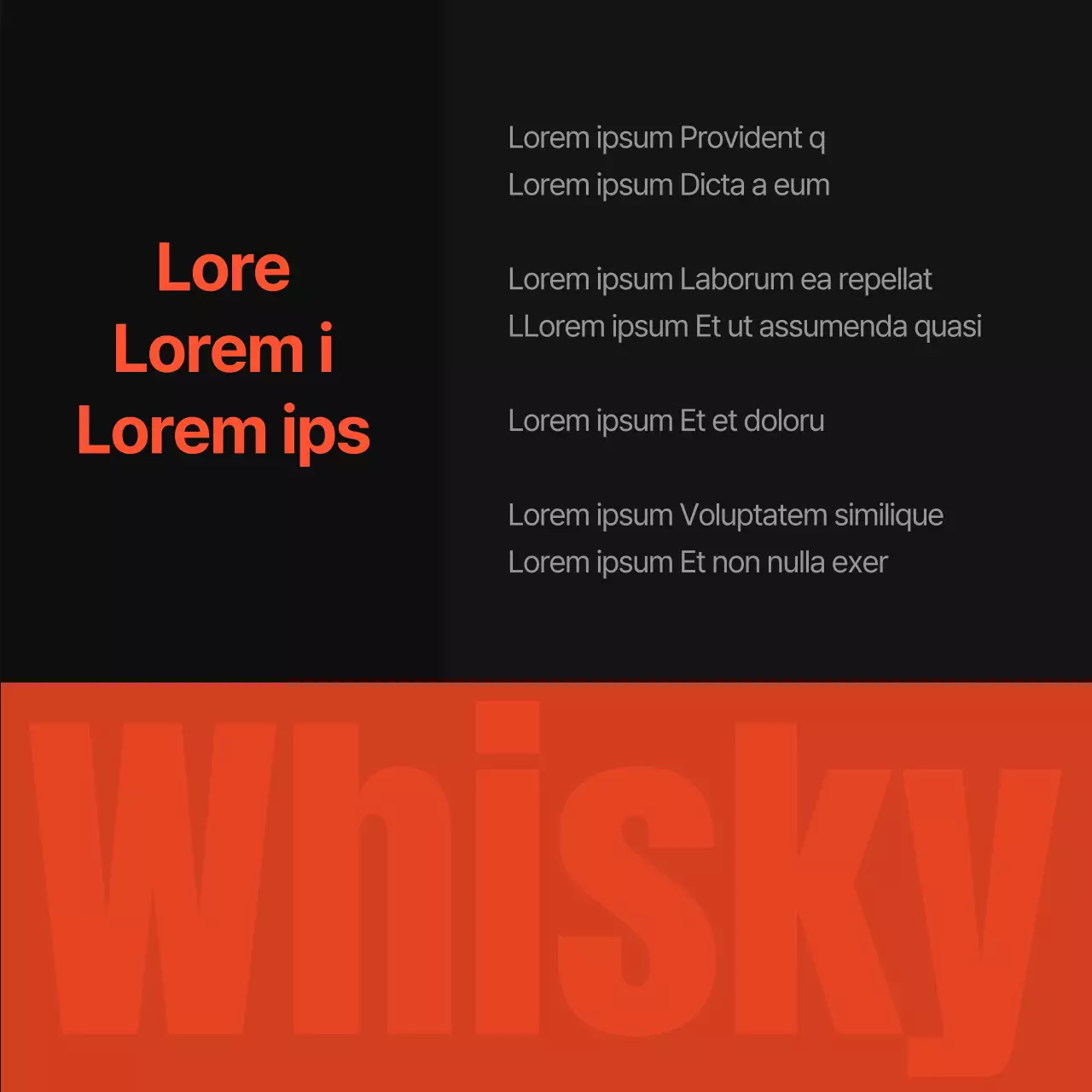 Promuovere le varietà di whisky semplici in arancione e nero