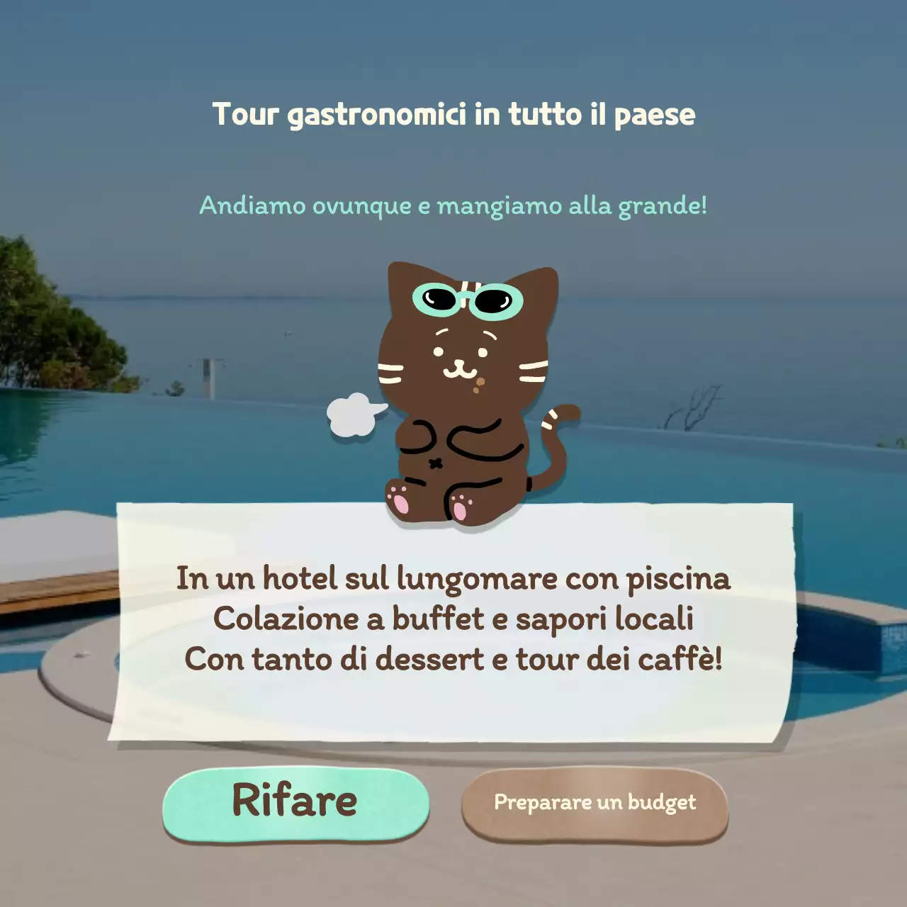 Test psicologico di tipo vacanziero con un simpatico concetto di piscina blu