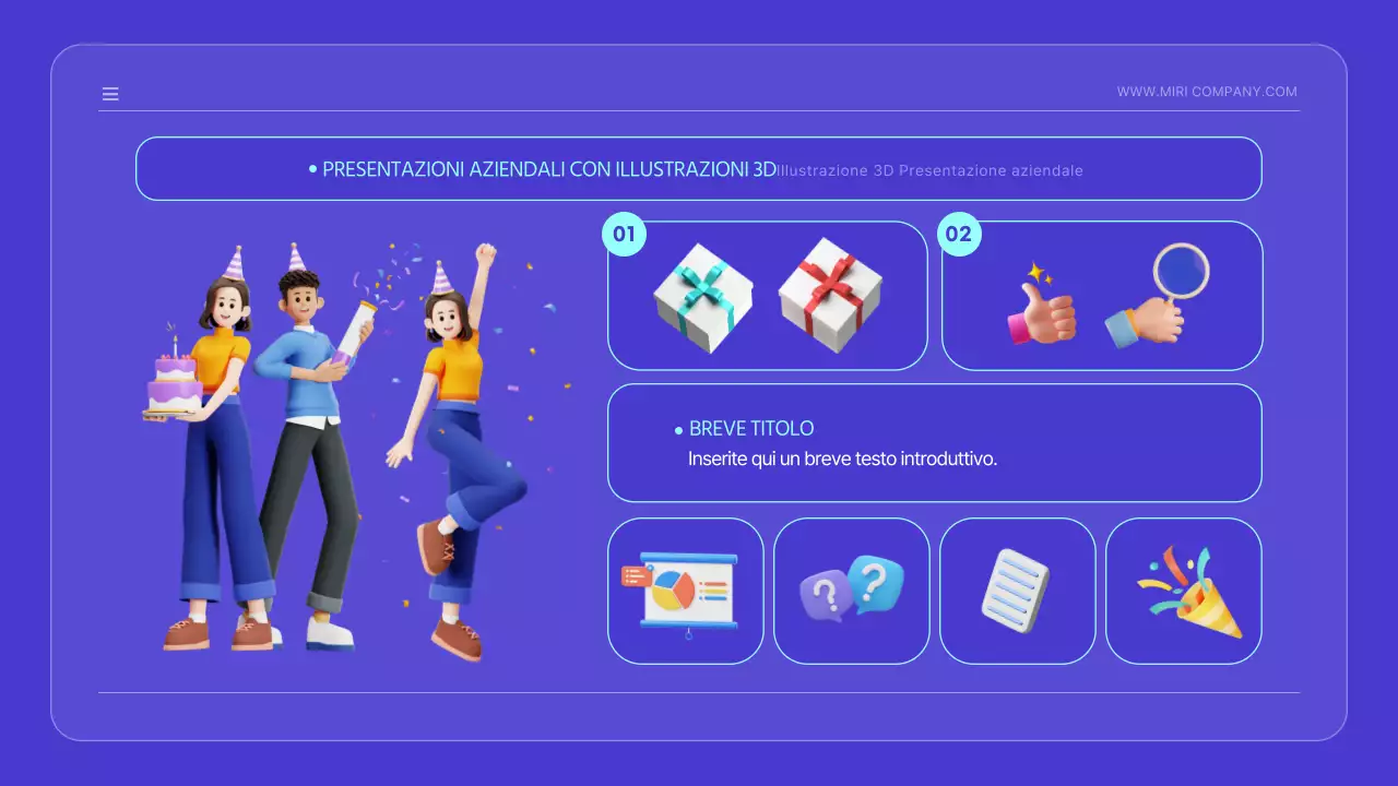 Annuncio di lancio kitsch con simpatiche illustrazioni blu