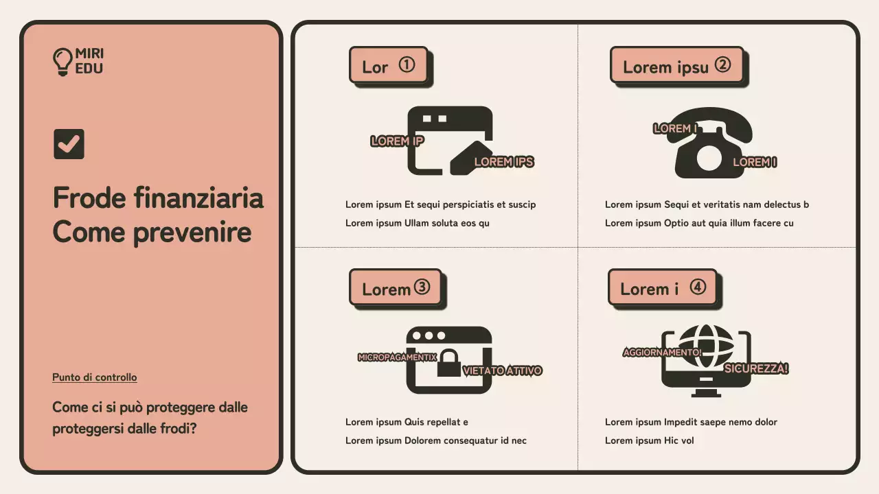  Guida di formazione minimalista alla prevenzione delle frodi in beige e arancione