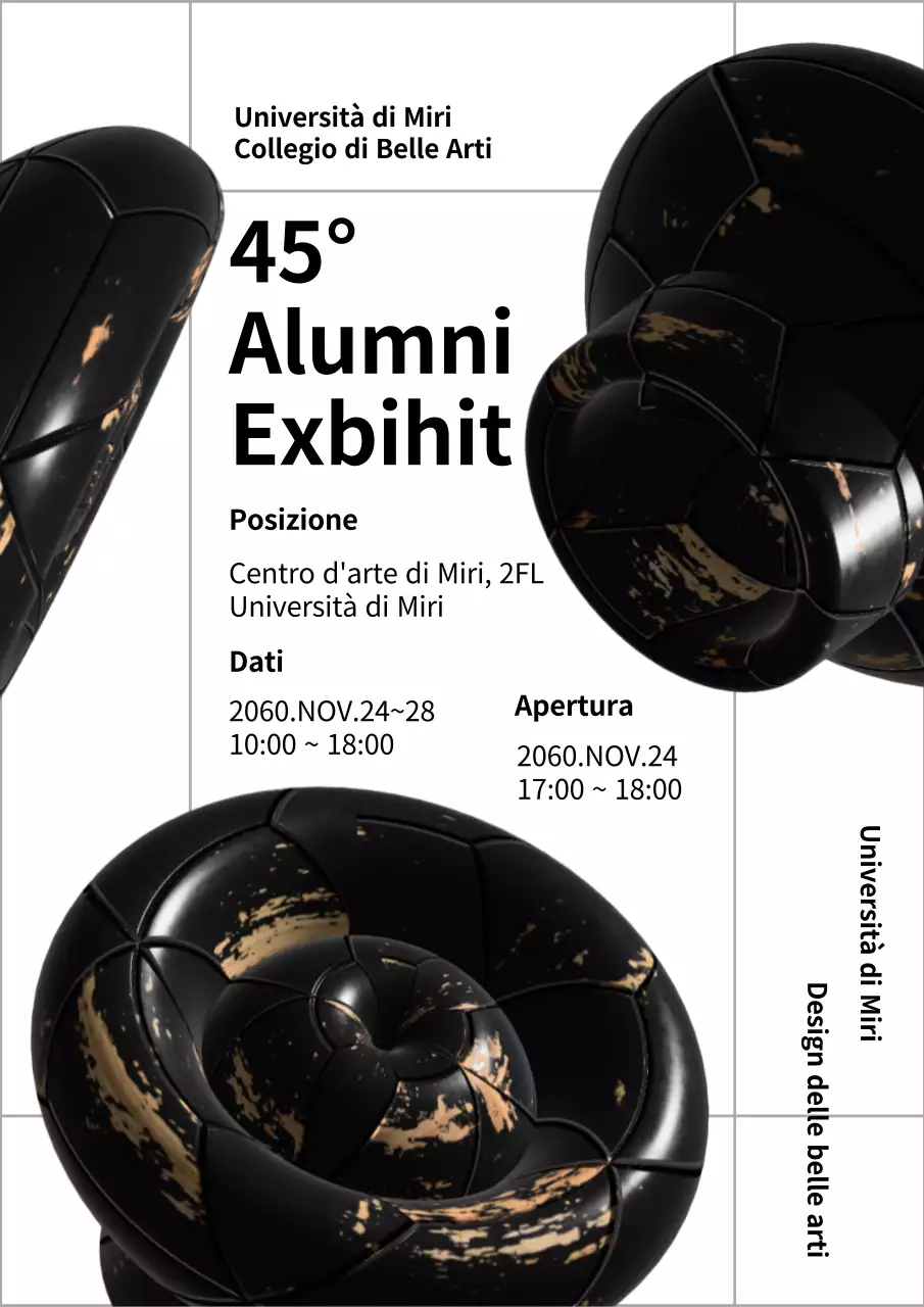Mostra di laurea con concetto di artigianato 3D nero e oro