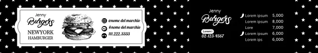 Etichette per hamburger fatte a mano con motivi retrò neri