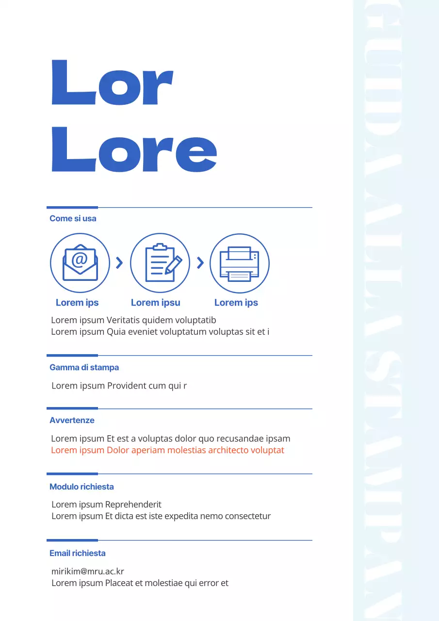 Istruzioni semplici e blu per la stampante