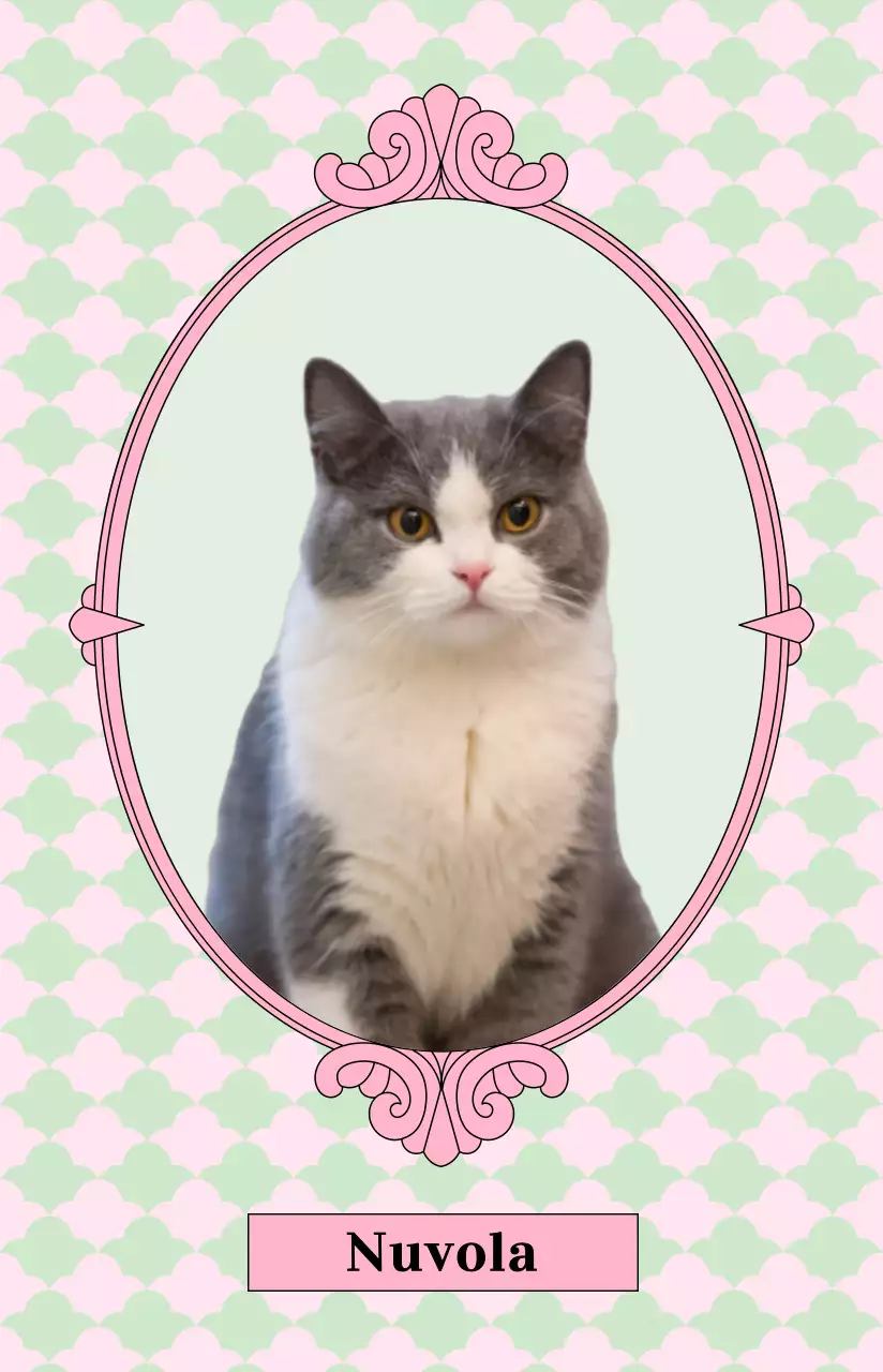 Una cornice rotonda e lussuosa con una foto colorata del vostro animale domestico.