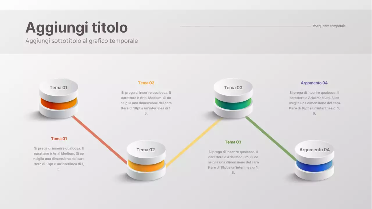 Grafico della linea del tempo con un semplice concetto tridimensionale
