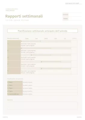 Semplice modulo di documentazione aziendale in tonalità beige Rapporto di lavoro settimanale