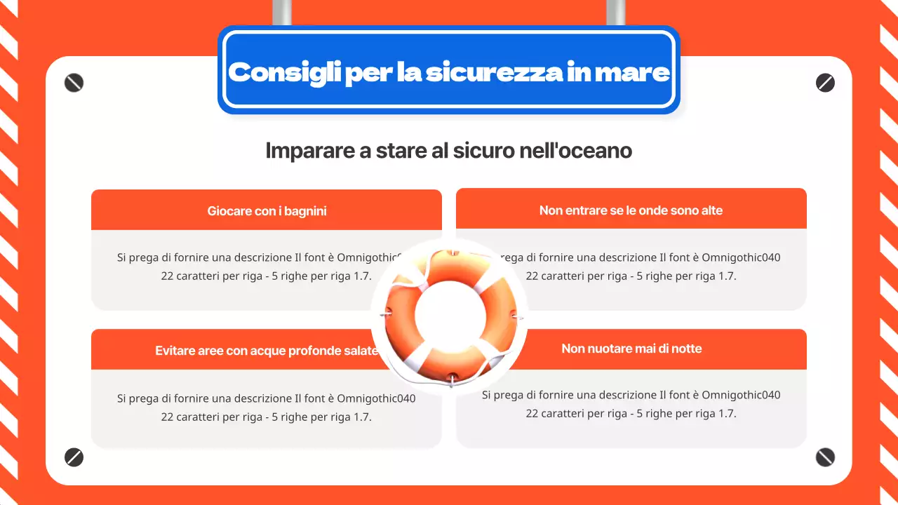 Una guida arancione e blu per la sicurezza in acqua in estate