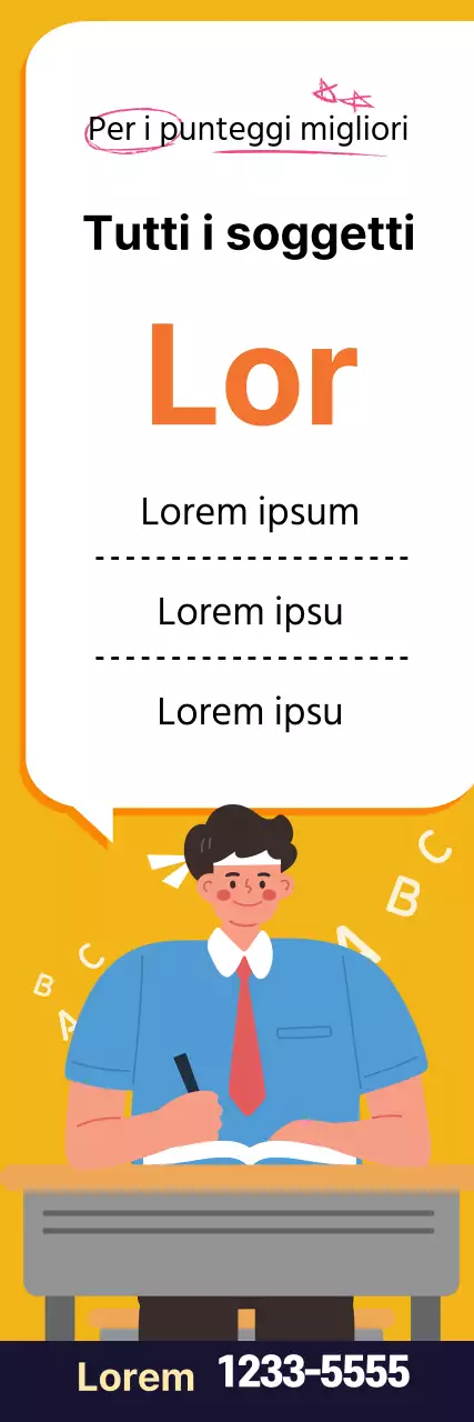 Illustrazione gialla di una simpatica lezione scolastica