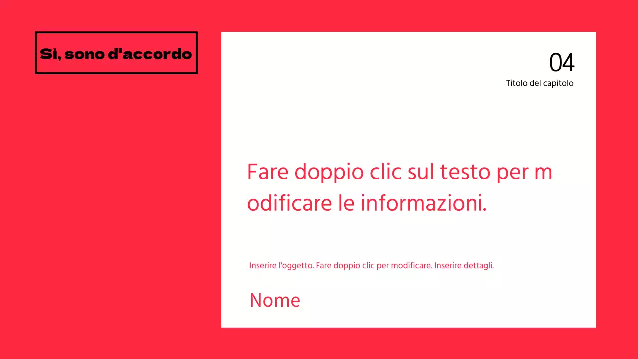 Presentazione della discussione con evidenziazione del testo e disposizione delle foto in rosso
