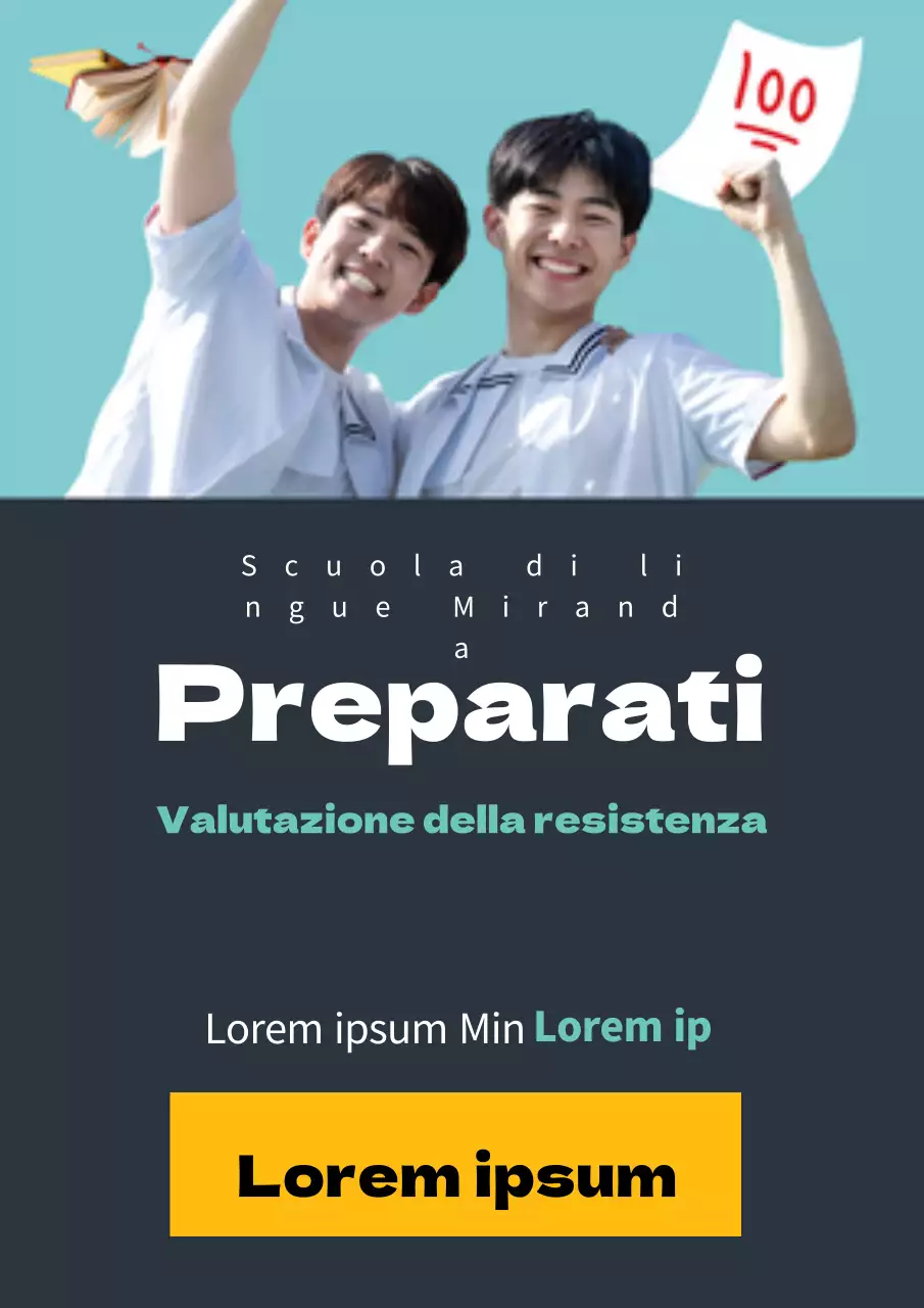 Un semplice volantino blu chiaro e blu navy che promuove uno sconto sulle lezioni di hagi.