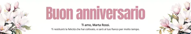 Promuovete un felice anniversario con fiori dai toni rosa su sfondo bianco